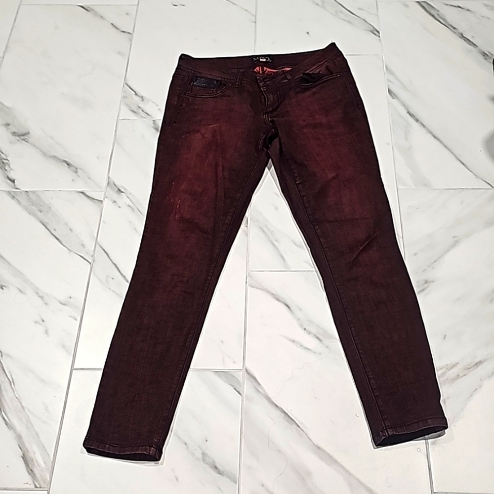 ♥️Lovely dark red ♥️denim stretch jeans by xoxo size 7/8